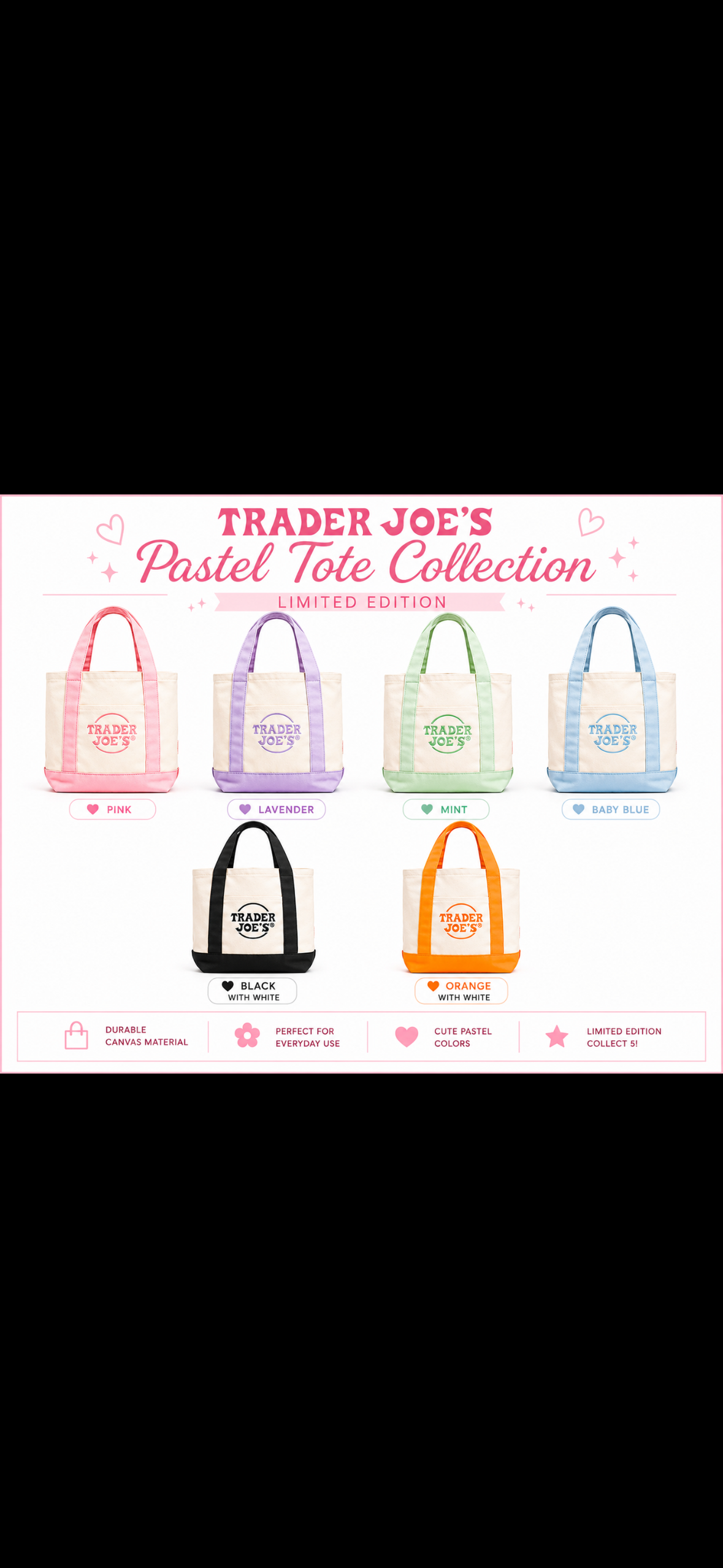 Trader Joes Pastel Tote Collection